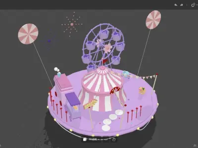 carnival ferris wheel and rides Free 3D model