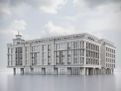 Residential Building with a Tower 008 3D model