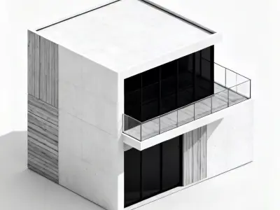 Modern European Minimalist Villa 3D Model Low-poly 3D model