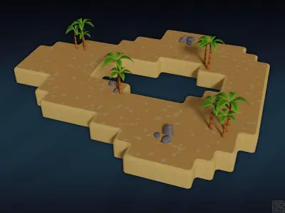 Low Poly Cartoon Islands Pack Low-poly 3D model