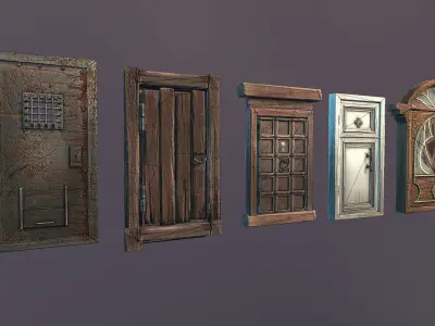 Doors pack Low-poly 3D model