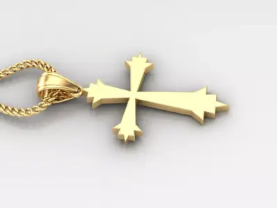 Light Gold 18K Cross Pendant 1CP004 3D print model