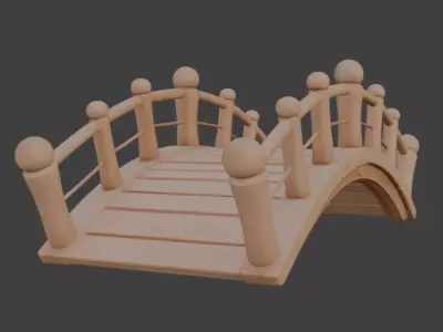 Realistic Garden Bridge Village Bridge 3d Model 3D model