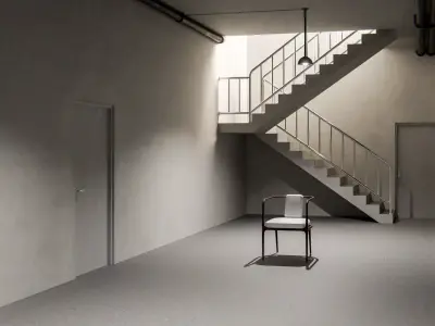 Between Doors Minimal Stairwell Interior Low-poly 3D model