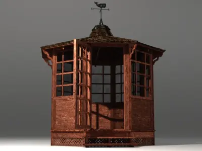 Gazebo wooden Low-poly 3D model
