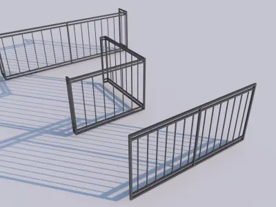 Modern Railing for Building Low-poly 3D model