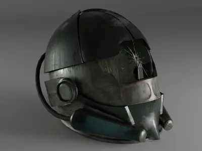 Sci-fi Helmet Low-poly 3D model 3