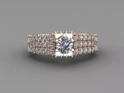 Rose Gold Women Diamond Ring 3D print model 3D print model 54