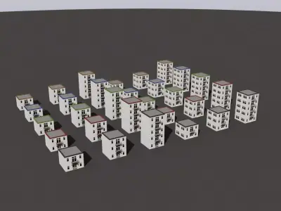 Cartoon Building Low Poly Building H 30 Variant Low-poly 3D model