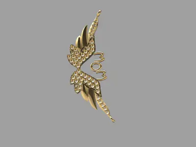  Golden Winged MOM Pendant 3D print model
