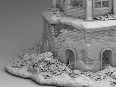 Destroyed tower 3D print model