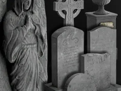 Cemetery  PBR pack Low-poly 3D model