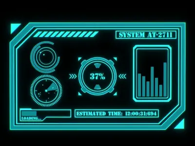 Sci-fi HUD Screen Animated Low-poly 3D model