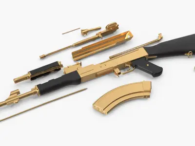  AK 47 Disassembled Gold and Ebony 