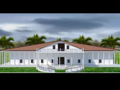 TOWN HALL Low-poly 3D model