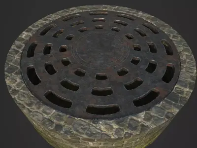 Manhole cover Low-poly 3D model