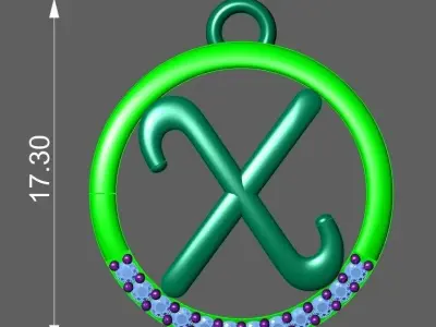 Initial Letter Pendant X 3D print model