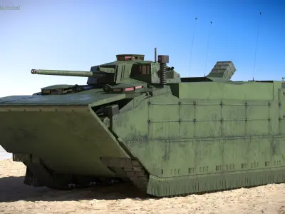  Tracked Amphibious Infantry Vehicle Wet Hull Rigged 