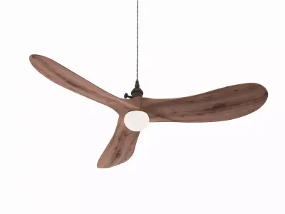 Modern Wooden 3-Blade Ceiling Fan with Light 3D model