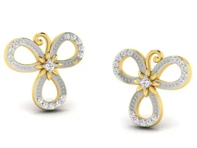 Gold Diamond Women Earring 3D print Model 3D print model 152
