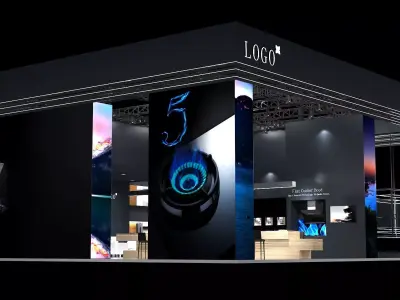 Modern Black Tech Exhibition Booth Design 3D model