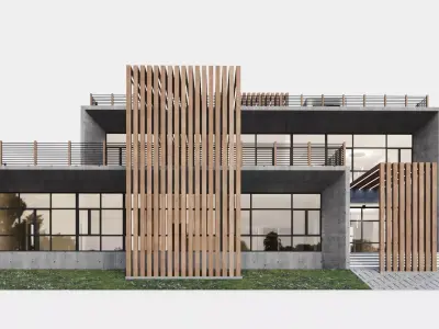 Modern villa with vertical gardening 3D model