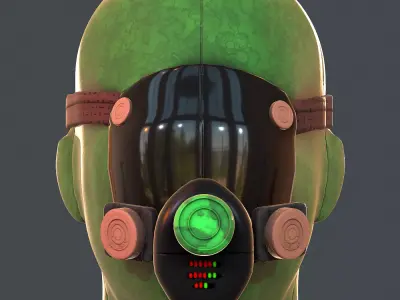 Gas mask helmet 3d model scifi Low-poly  Low-poly 3D model 376