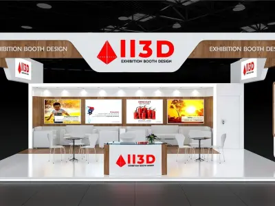 Exhibition Stand Stall Three Side Open 8X7 3D model