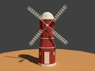 Low Poly Farm Wind Mill 2 Low-poly 3D model