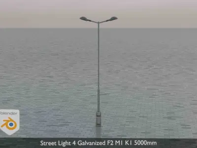 Street Light 4 Galvanized F2 M1 K1 5000mm  Low-poly 3D model