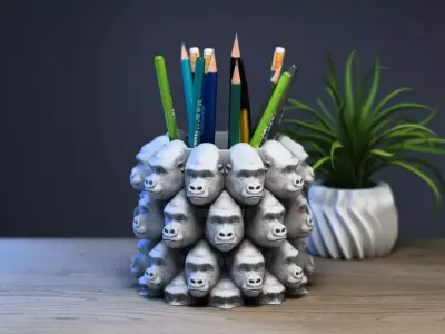 Gorilla pen holder Cyborg pen holder 3D print model