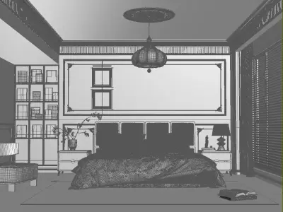 French Style Bedroom Low-poly 3D model