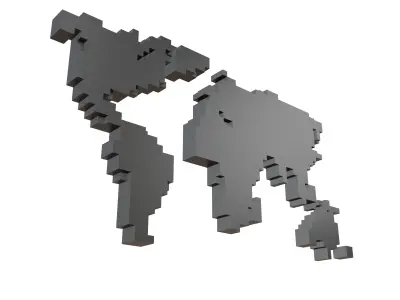 Earth Map Cube Style v1 001 Low-poly 3D model
