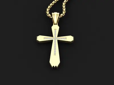High Cross Pendant Light Gold 18K 3CP032 3D print model