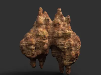 Low poly Mossy Cave Modular Roof Wall Pack Low-poly 3D model