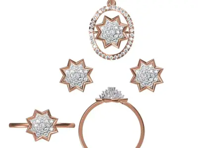 Light wt Ring Earrings Pendant set stl jcd 1-render details 3D print model