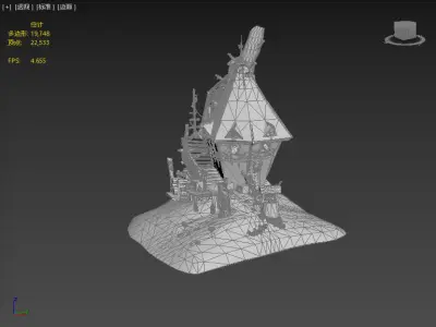 Stylish small barn Low-poly 3D model