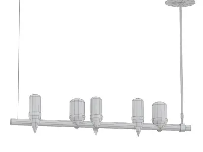Ebenezer five light fixtures hanging from wooden rod 3D model