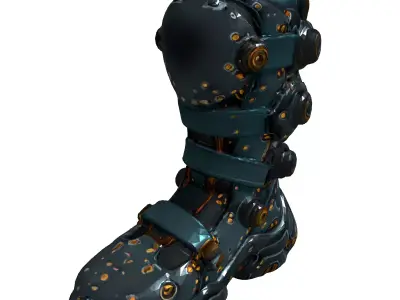 SciFi Futuristic Robotic Boot Low-poly 3D model