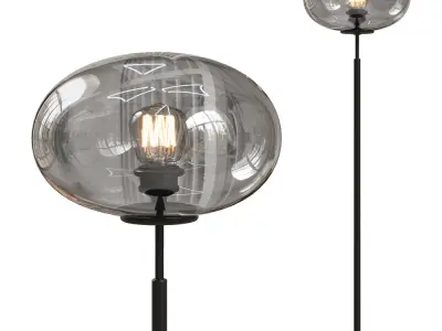 Smoked Glass Globe Floor Lamp 3D Model 3D model