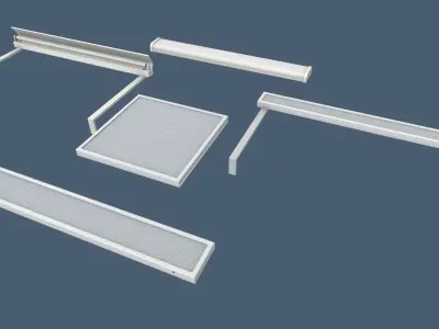 Classroom Fluorescent Lamps Low-poly 3D model