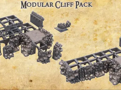 Modular Cliff Pack Tabletop Terrain 28 MM 3D print model