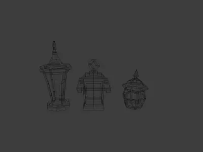 Stylized lanterns pack Low-poly 3D model