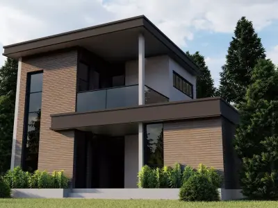 Modern villa  Low-poly 3D model purchase