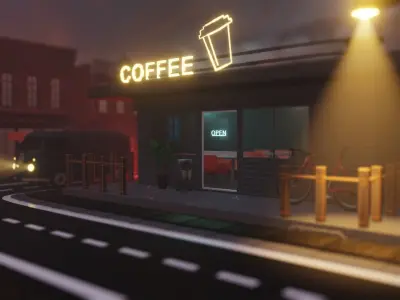Coffee Shop Night 3D model