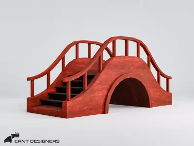 Japanese Bridge Low-poly 3D model