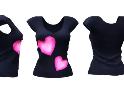 Ladies T-shirt Low-poly 3D model