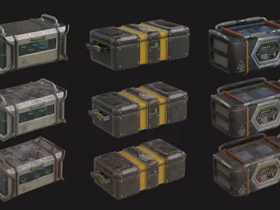 SciFi Crate Pack v2 Low-poly 3D model