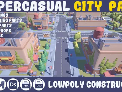 3D Hypercasual City Pack Low-poly 3D model