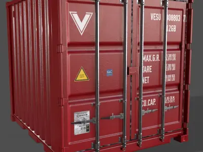 PBR 10 ft Storage Container - Red Low-poly 3D model